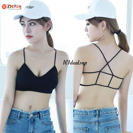 Beauty Back Cross Bra Women Cropped Padded Bra Straps Chest Comfortable Tube Tops