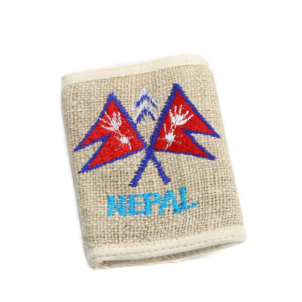 Beige Nepal Embroidered Wallet For Men