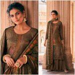 Beige Pashmina Fabric Unstitched Kurta Surwal Piece
