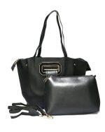 Black 2 In 1 Zipper Closure Handbag For Women