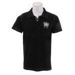 Black Abstarct Embroidered Polo Shirt For Men