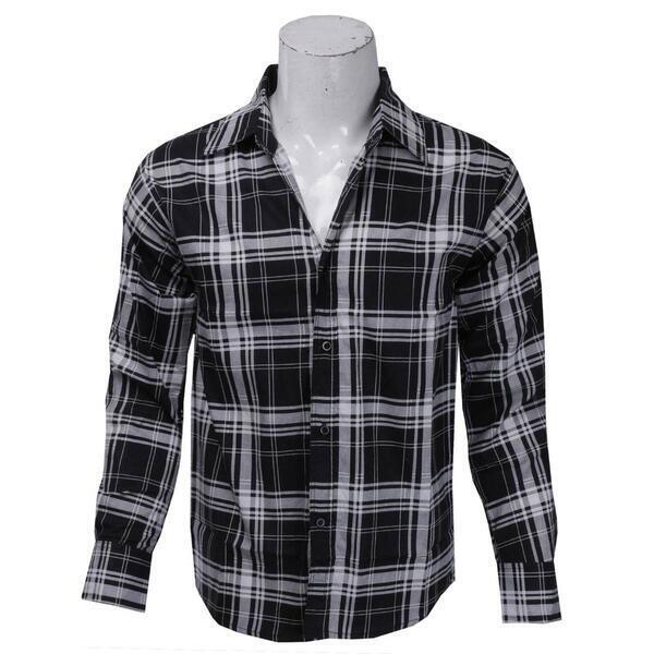 Black And White Stripedchecked Shirt For Men