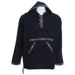Black Cotton Bordered Front Pocket Design Tops For Men
