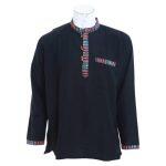 Black Cotton Collar Neck Side Pocket Design Full Sleeve Tops For Men