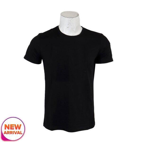 Black Cotton Round Neck Half Sleeve T-Shirt For Men