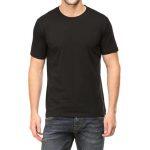 Black Cotton Solid Plain Round Neck T-Shirt For Men