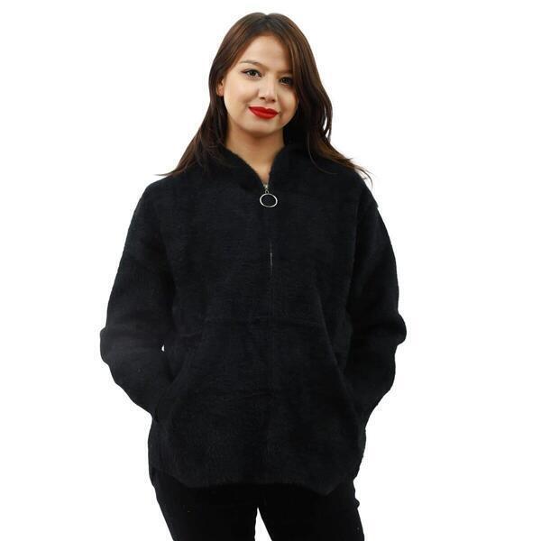 Fleece Front Zippered Design Inner Fur jacket For Women