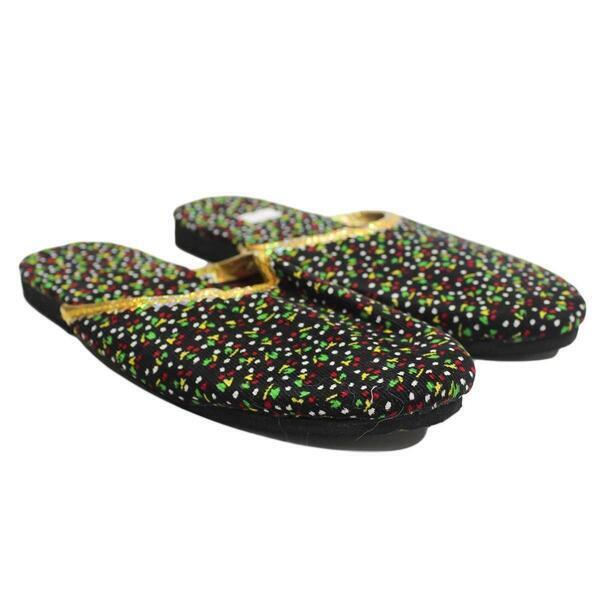 Black Floral Printed Close Slip On Shoes