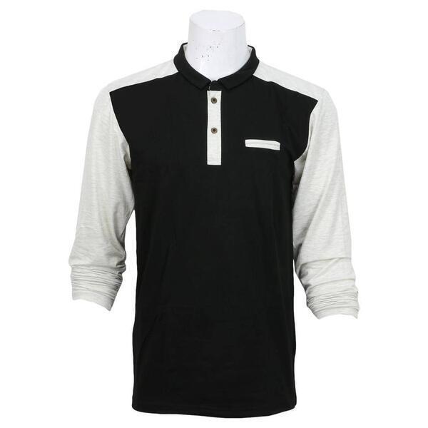 Black/Grey Two Toned Cotton Polo Shirts For Men