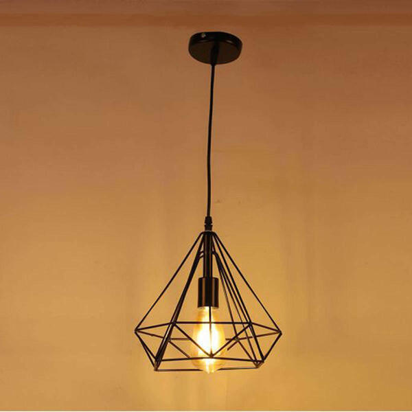 Black Metal Diamond Shape Single Hanging Light