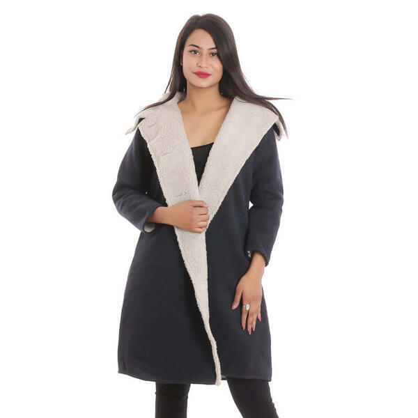 Mix Woolen Inside Fur Jacket For Women