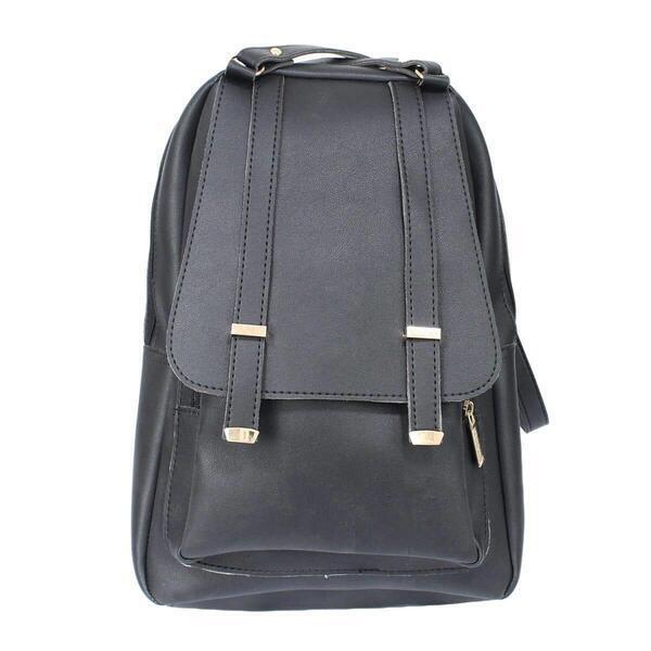 Black Plain Backpack For Women