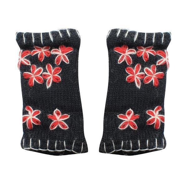 Floral Embroidered Woolen Hand Warmer