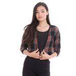 Woolen Check Print Cardigain For Women