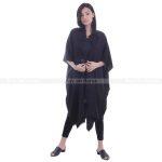 Black Solid Pompom Design Scarf For Women