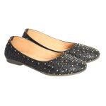 Black Studded Closed Shoes For Women