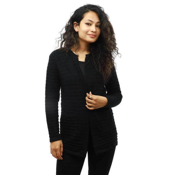 Woolen Full Sleeve Front Pocket Design Cardigan For Women