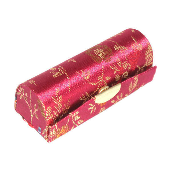 Blood Red Floral Printed Small Lipstick Pouch