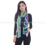 Blue Abstract Design Stole For Women