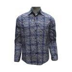 Blue/Black Printed Slim Fit Casual Shirt For Men