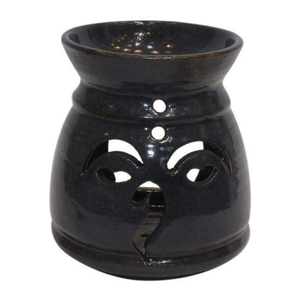 Blue Colored Buddha Eye Designed Ceramic Aroma Pot/Candle Pot - 13 Cm Height