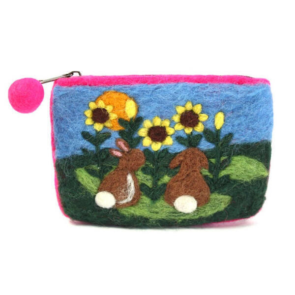 Flower Rabbit Design Felt Purse For Women