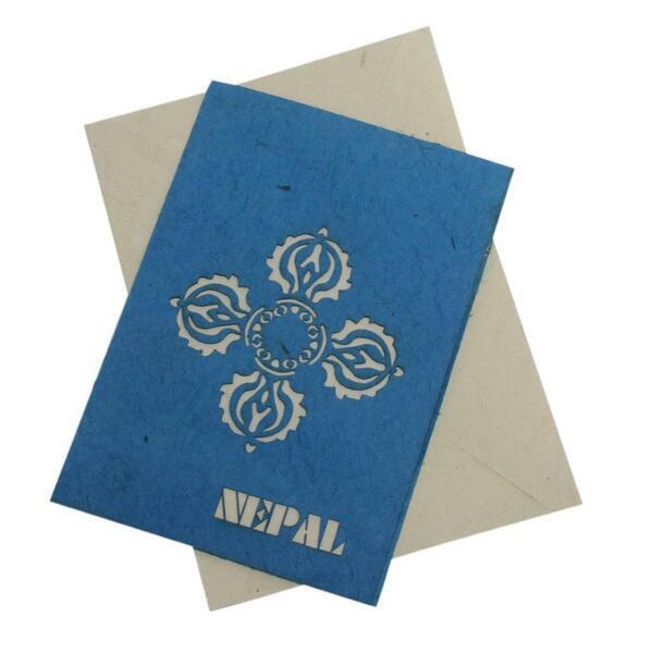 Nepal & Barja Embossed Lokta Paper Greeting Card & Envevlop - 5 X 6