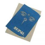 Nepal & Buddha Eye Embossed Lokta Paper Greeting Card & Envevlop- 5 X 6