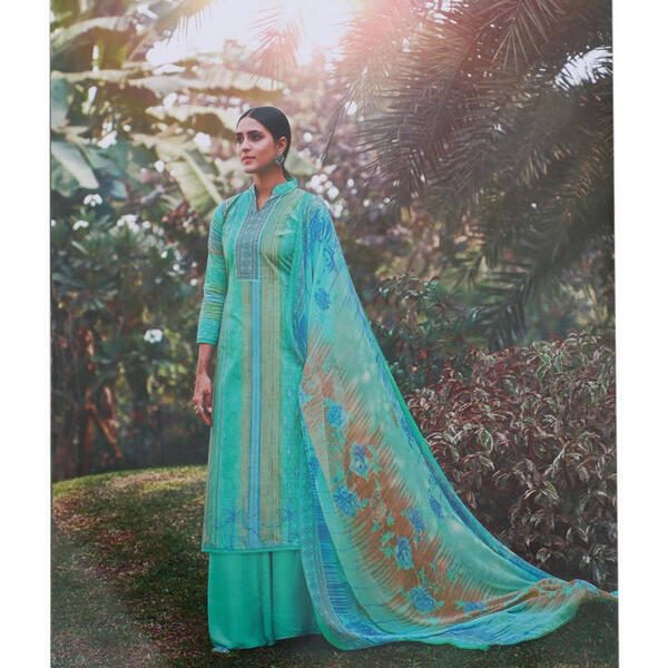 Blue Printed Unstitched Kurti Set For Women