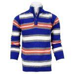 Striped One Button Neck Sweater For Men