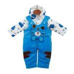 Blue Velvet Printed Inner Fur 2 Pieces Rucky Set For Kids