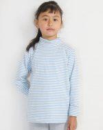 Blue White Stripe Fleece High Neck For Winter