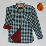 Blue With Yellow Check Fur Inside Woolen Shirt For Men