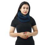 Blue Woolen Inner Fur Neck Warmer For Women
