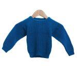 Blue Woolen Round Neck Full Sleeve Sweater For Girls