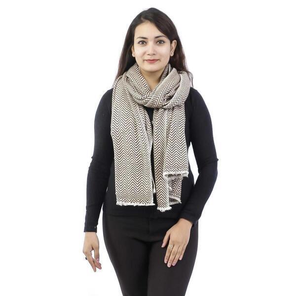 Brown/Beige Woolen Shawl For Women