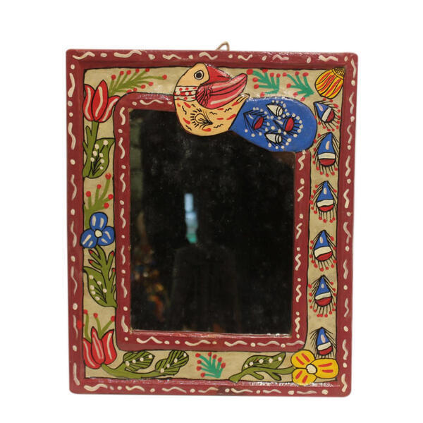 Flower & Bird Designed Mirror - 10 X 12