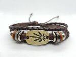 Brown/Golden Leather Bracelet For Men