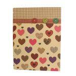 Brown Hearts Printed Portfolio Ring Enclosure Document Organizer