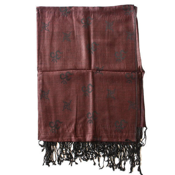 Brown Om/Swastik Printed Pashmina Shawl For Women