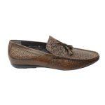 Brown Textured Tassels Designed Loafers For Men
