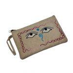 Buddha Eye Design Grey Sweat Leather Purse For Women