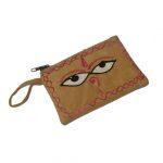Buddha Eye Design Light Brown Sweat Leather Purse For Women