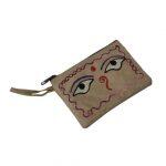 Buddha Eye Design Light Grey Sweat Leather Purse For Women