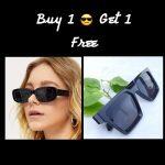 Get 1 Retro Black And Square Black Sunglasses For Women
