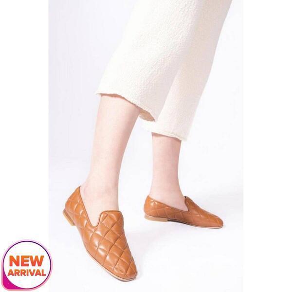 Callizio Tan Genuine Leather Flat Shoes Casual Classic Loafers For Women - 47.0431736