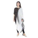 Cashmere Offwhite And Black Border Stole For Women