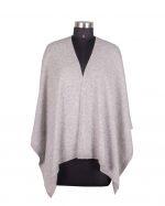 Cashmere/Wool Natural Plain Front Open Poncho For Women