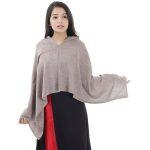 Cashmere/Wool Natural Plain Wired Design Side Neck Poncho For Women