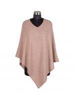 Cashmere/Wool Natural Rib Design Poncho/Cape For Women